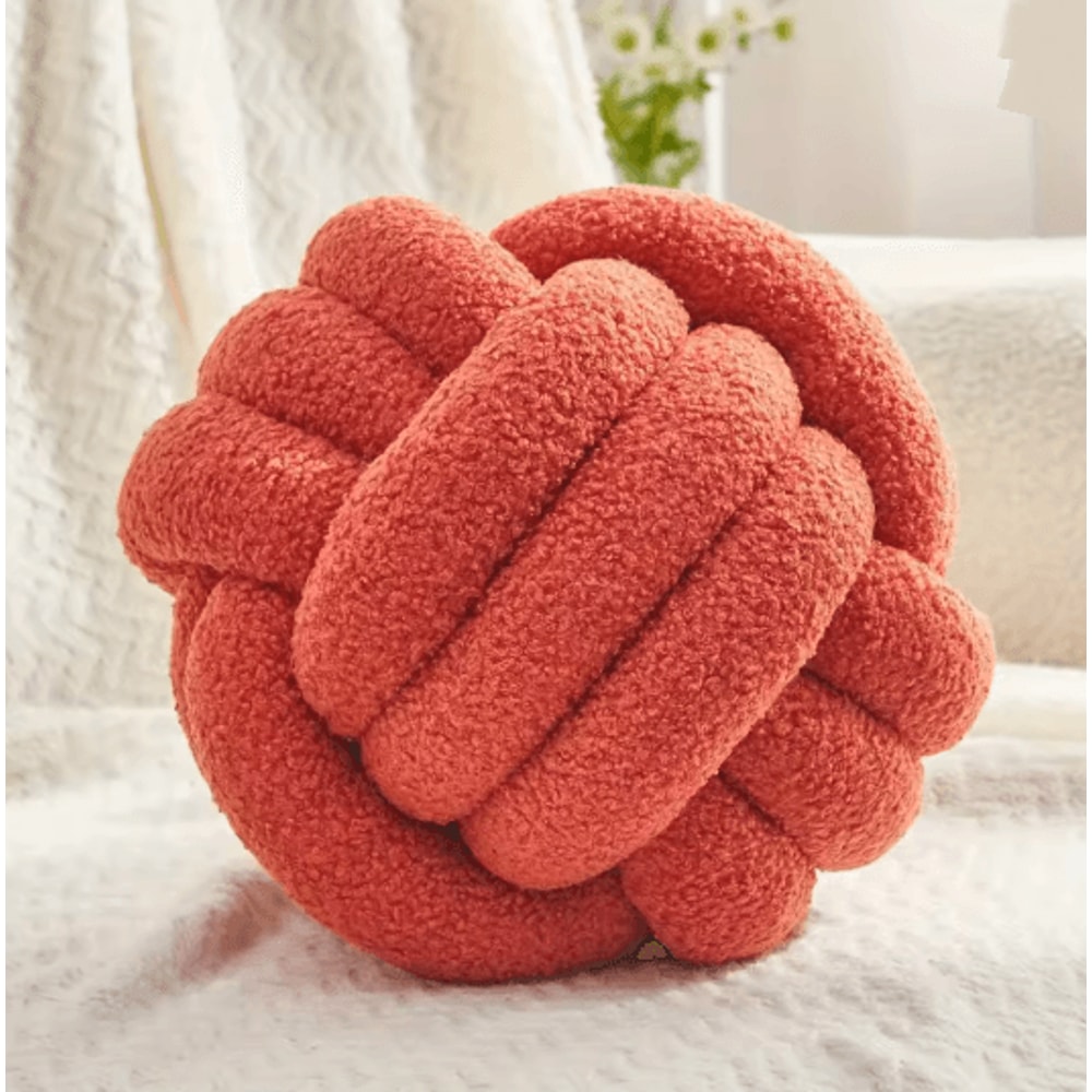 Round Knot Throw Pillow Soft Knotted Ball Cushion For Sofa And Bed 2