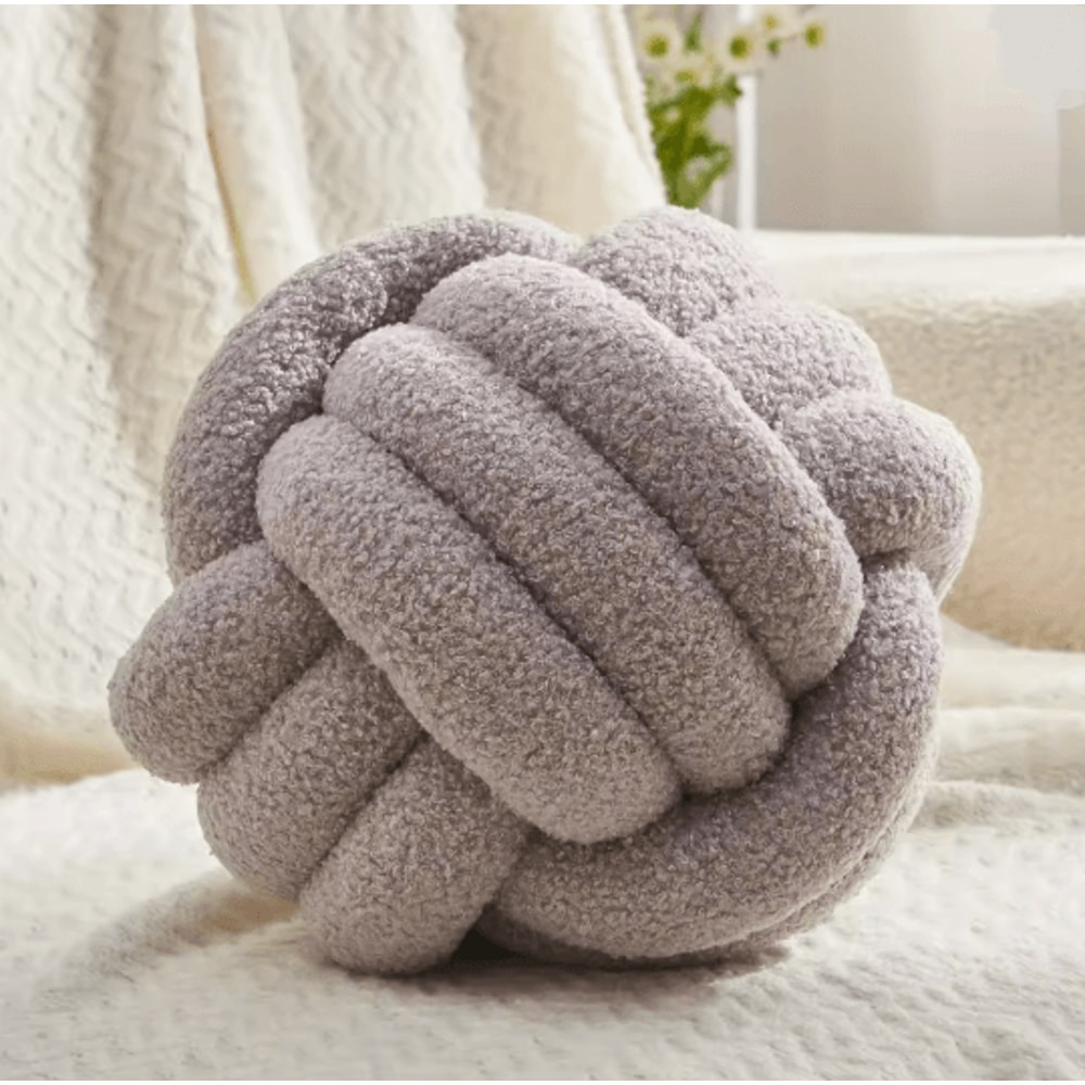 Round Knot Throw Pillow Soft Knotted Ball Cushion For Sofa And Bed 3