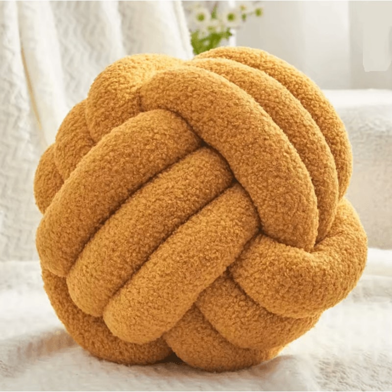 Round Knot Throw Pillow Soft Knotted Ball Cushion For Sofa And Bed 5