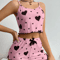 Y2K Heart Silk Pajama Set Cute Kawaii Cami And Shorts Sleepwear 1