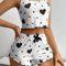 Y2K Heart Silk Pajama Set Cute Kawaii Cami And Shorts Sleepwear 3