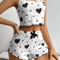 Y2K Heart Silk Pajama Set Cute Kawaii Cami And Shorts Sleepwear 3