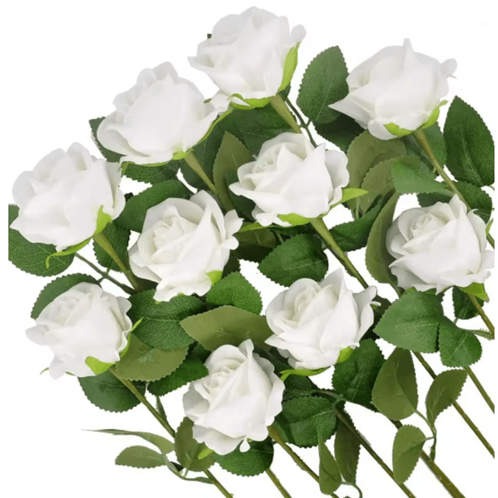 Long Stem Artificial Silk Roses For Wedding Bouquet And Home Decor 2