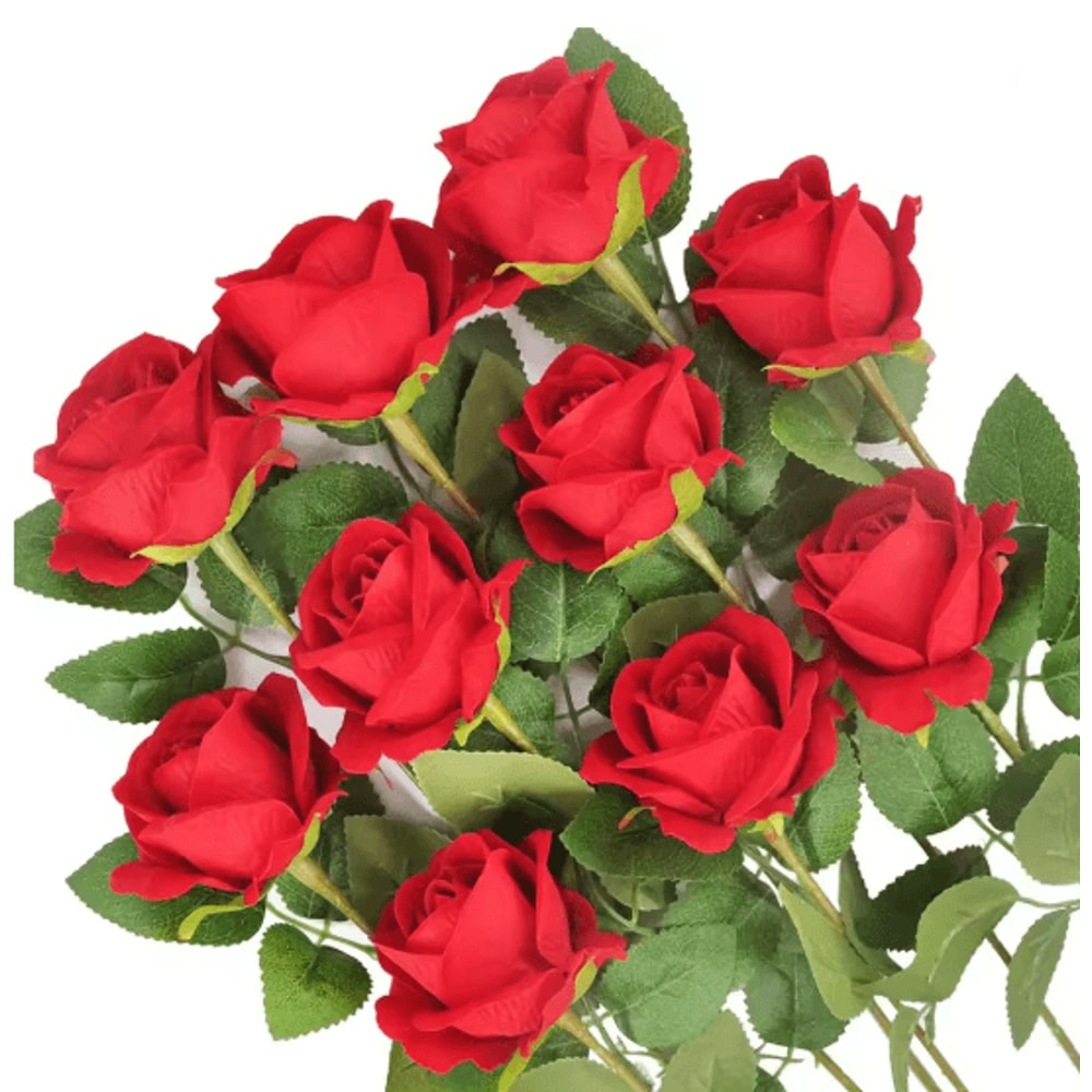 Long Stem Artificial Silk Roses For Wedding Bouquet And Home Decor 6