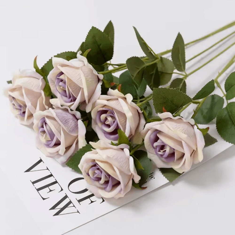 Long Stem Artificial Silk Roses For Wedding Bouquet And Home Decor 8