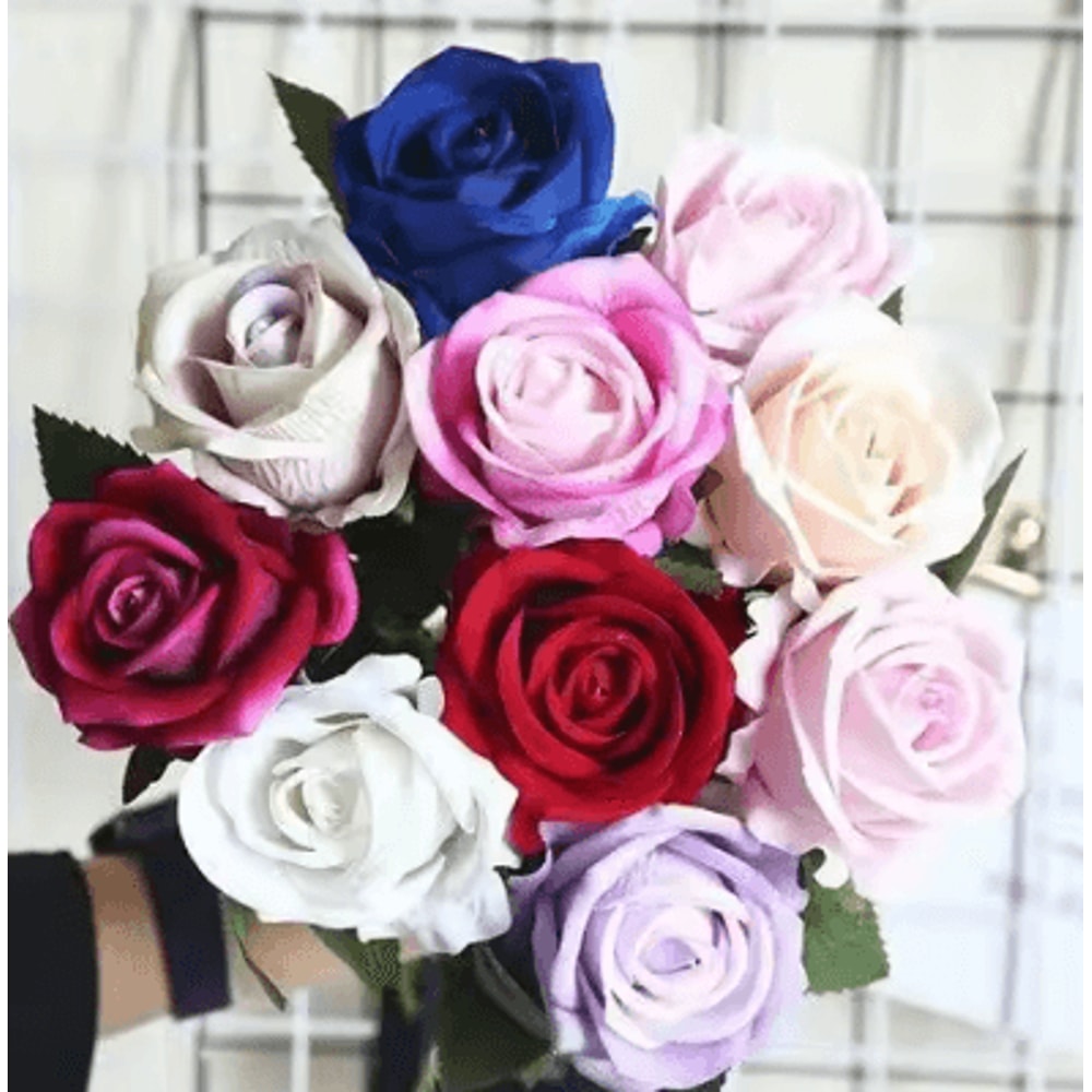 Long Stem Artificial Silk Roses For Wedding Bouquet And Home Decor 11