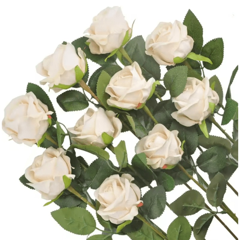 Long Stem Artificial Silk Roses For Wedding Bouquet And Home Decor 13