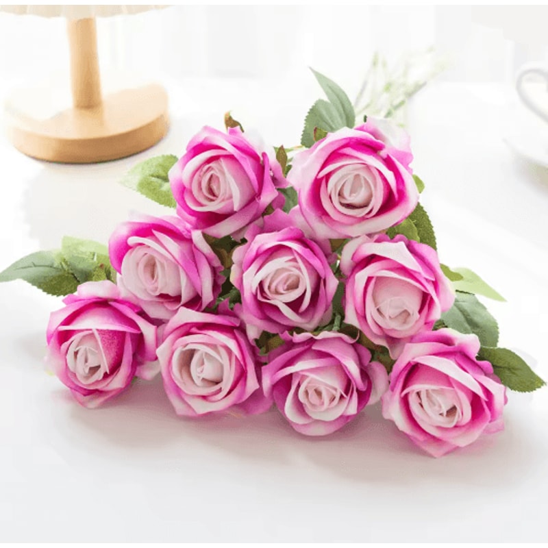 Long Stem Artificial Silk Roses For Wedding Bouquet And Home Decor 14