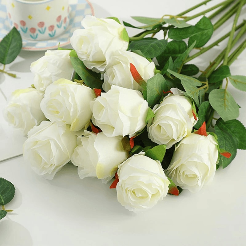 Velvet Silk Artificial Roses Long Stem Flowers For Wedding And Home Decor 2