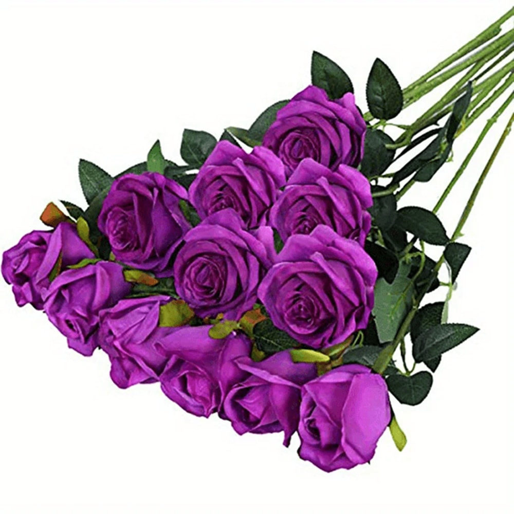 12 Piece Realistic Artificial Rose Bouquet For Wedding And Home Decor 8