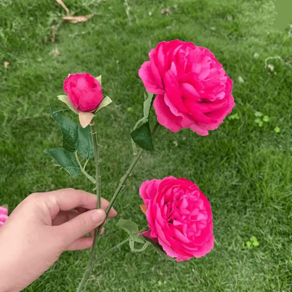 Hot Pink Artificial Rose And Hydrangea Wedding Floral Arrangement Set 2