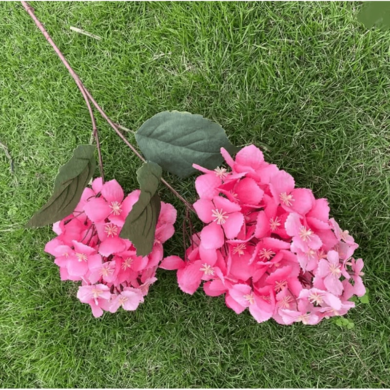 Hot Pink Artificial Rose And Hydrangea Wedding Floral Arrangement Set 4