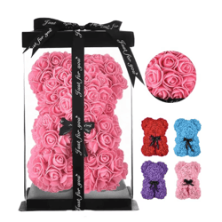 25cm rose teddy bear gift in luxury box romantic artificial flower bear for her
