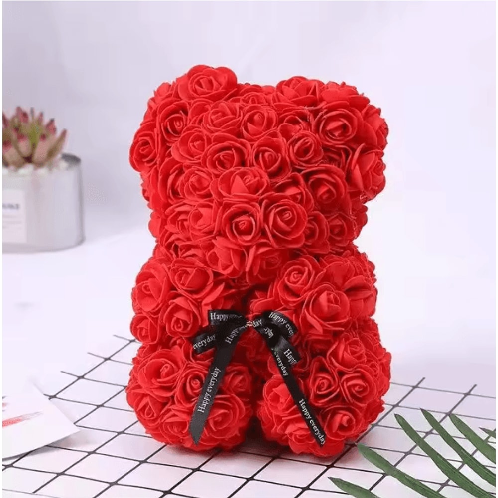 25cm Rose Teddy Bear Gift In Luxury Box Romantic Artificial Flower Bear For Her 10