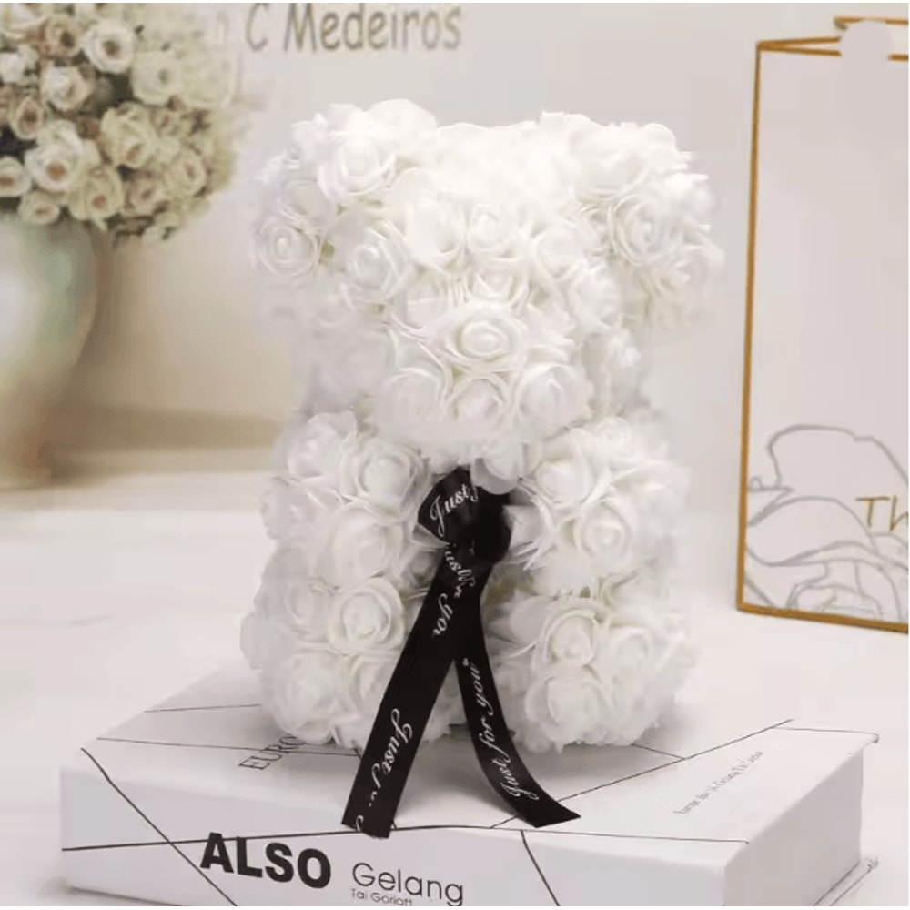 25cm Rose Teddy Bear Gift In Luxury Box Romantic Artificial Flower Bear For Her 11