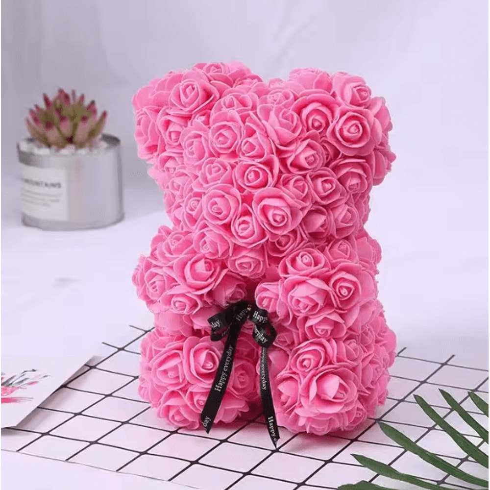 25cm Rose Teddy Bear Gift In Luxury Box Romantic Artificial Flower Bear For Her 6