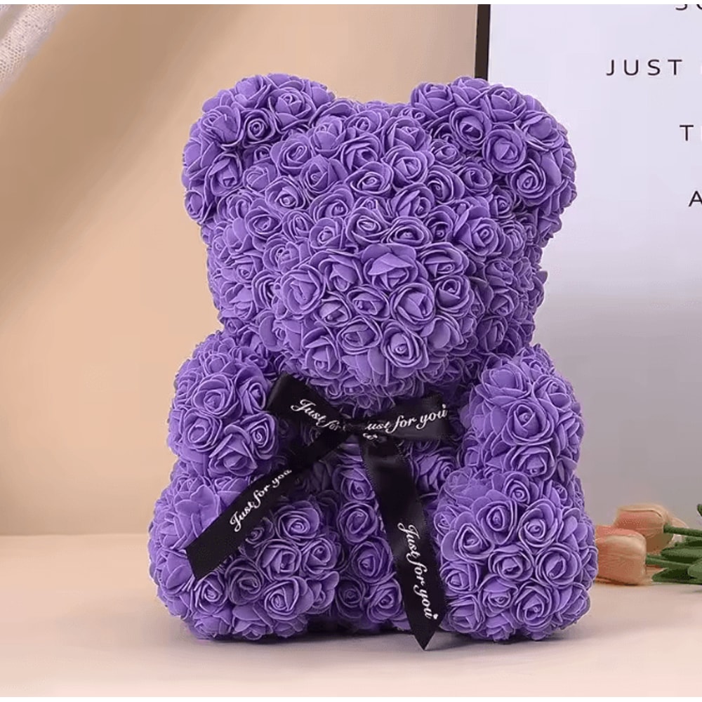 25cm Rose Teddy Bear Gift In Luxury Box Romantic Artificial Flower Bear For Her 13