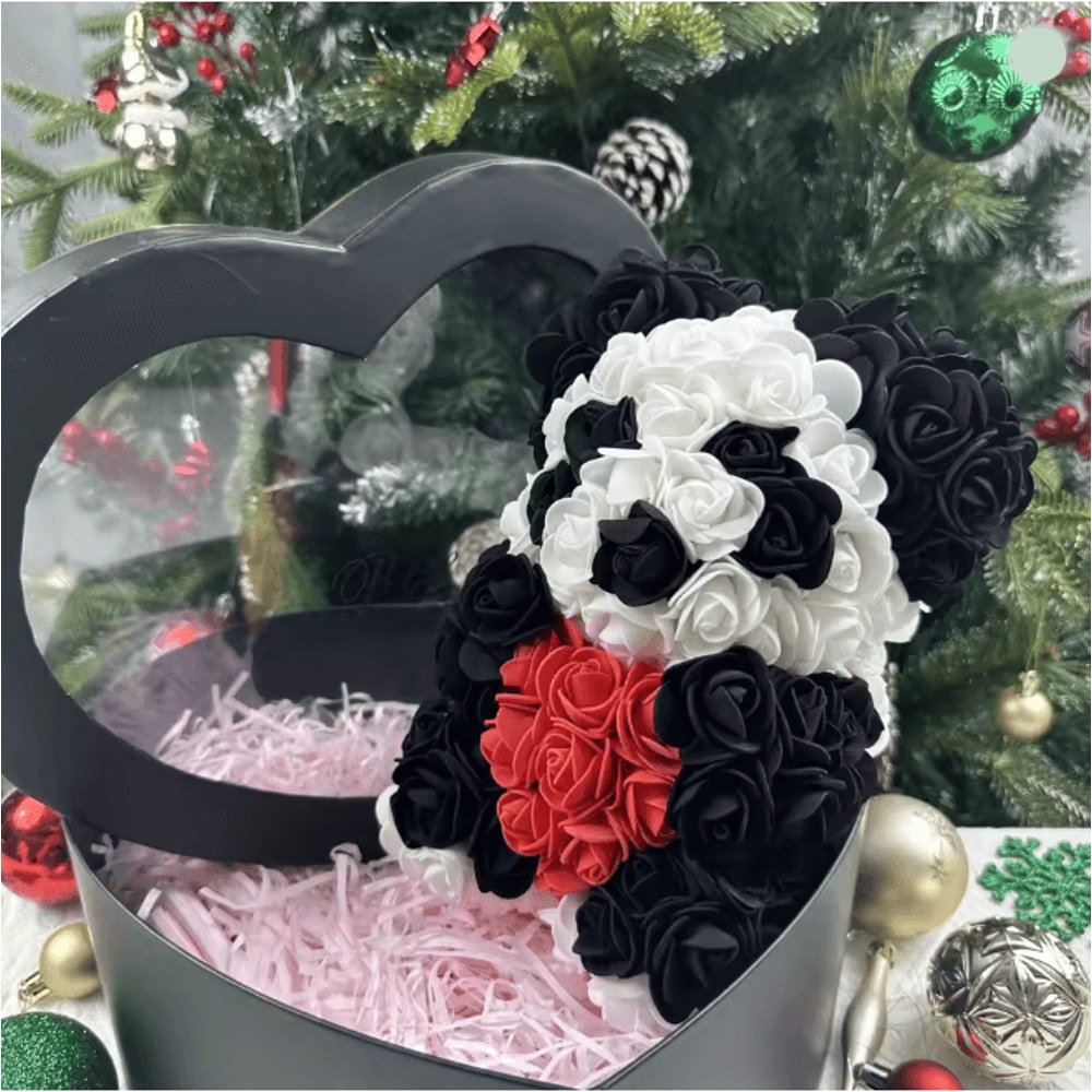 25cm Rose Teddy Bear Gift In Luxury Box Romantic Artificial Flower Bear For Her 19