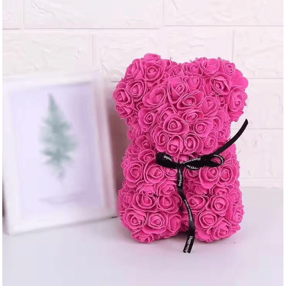 25cm Rose Teddy Bear Gift In Luxury Box Romantic Artificial Flower Bear For Her 29