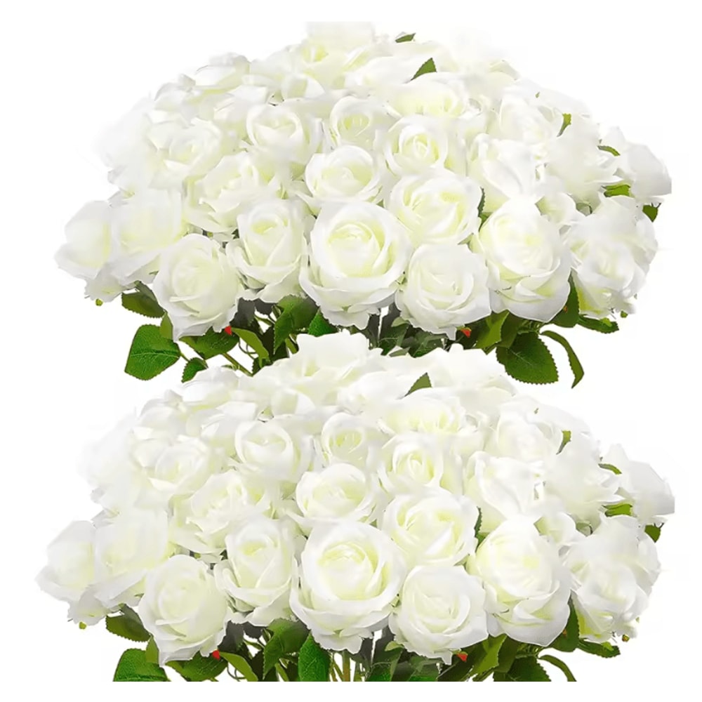 50 Piece Real Touch Artificial Roses Velvet Fake Rose Flowers For DIY Wedding Decor 4