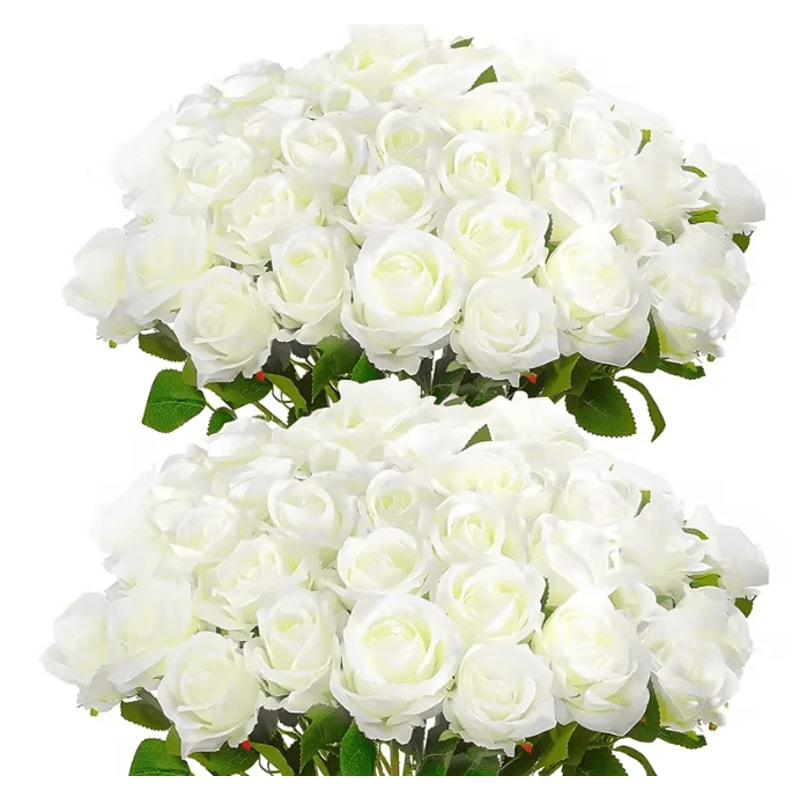 50 Piece Real Touch Artificial Roses Velvet Fake Rose Flowers For DIY Wedding Decor 4