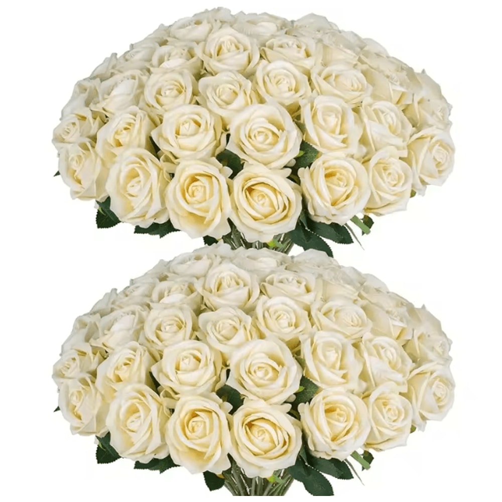 50 Piece Real Touch Artificial Roses Velvet Fake Rose Flowers For DIY Wedding Decor 10