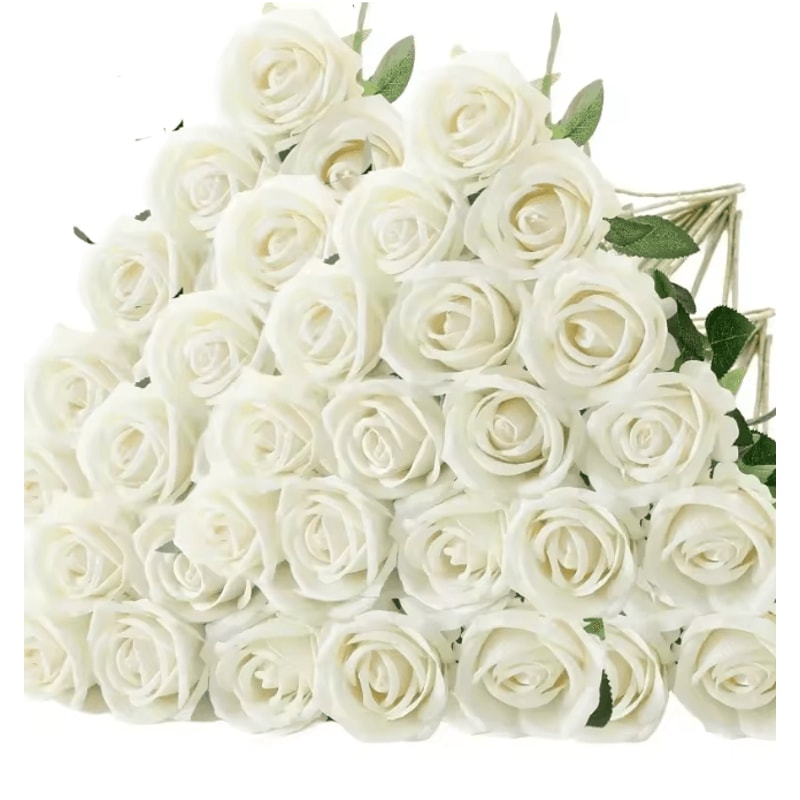 50 Piece Real Touch Artificial Roses Velvet Fake Rose Flowers For DIY Wedding Decor 7