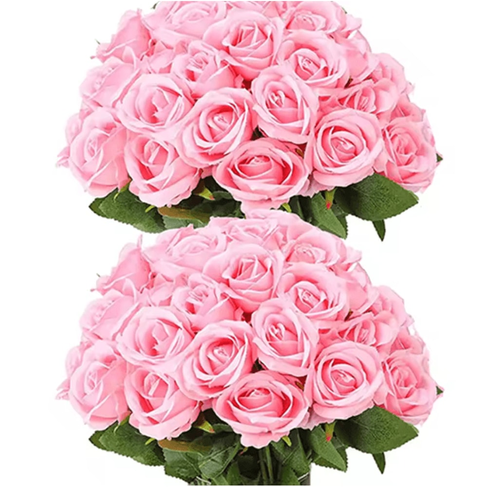 50 Piece Real Touch Artificial Roses Velvet Fake Rose Flowers For DIY Wedding Decor 21