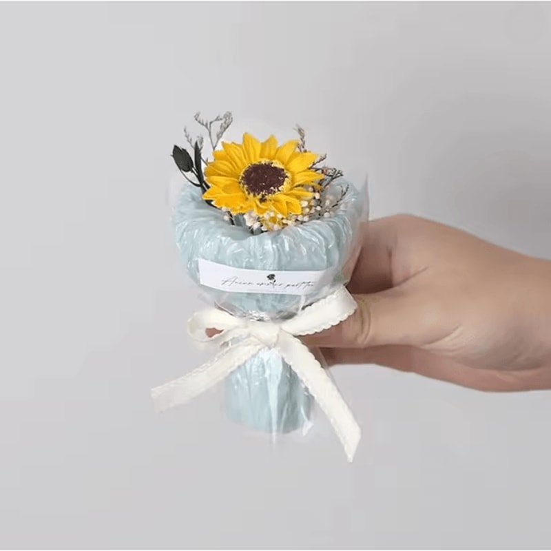 Mini Eternal Flower Bouquet Gift Box Rose And Sunflower Keepsake 10