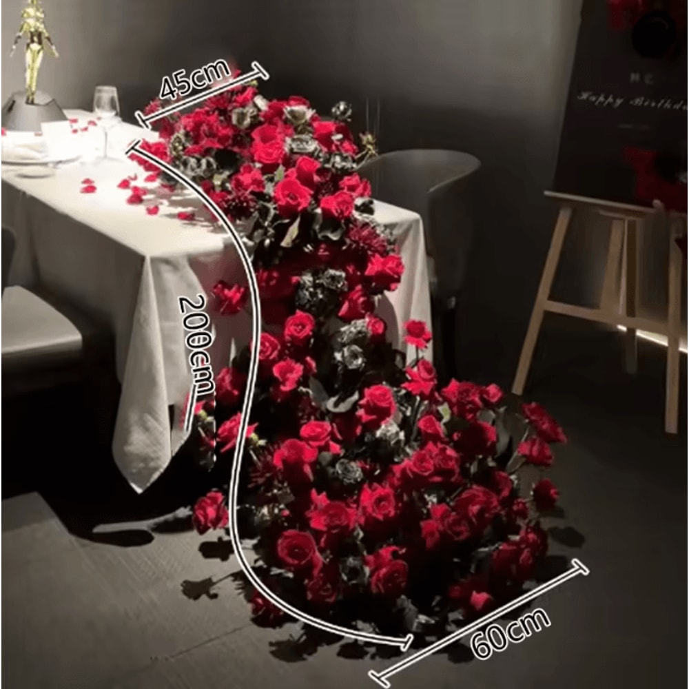 2m Red Rose Flower Garland Wedding Backdrop And Table Runner Decor 12