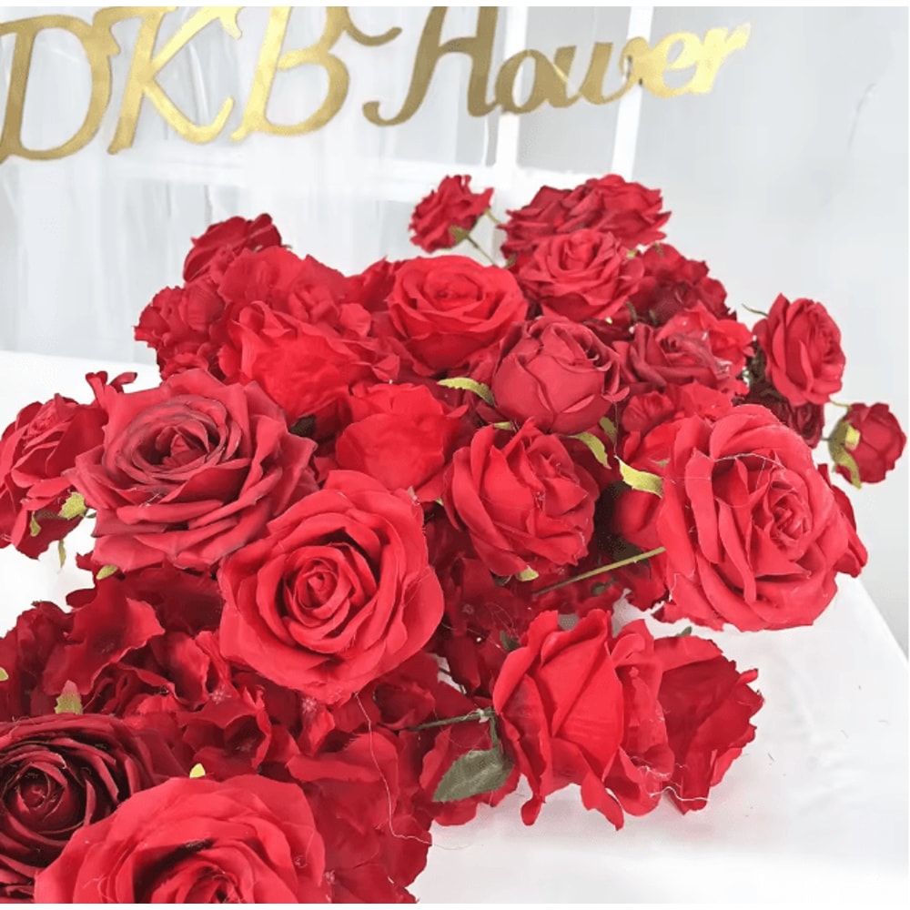 2m Red Rose Flower Garland Wedding Backdrop And Table Runner Decor 2