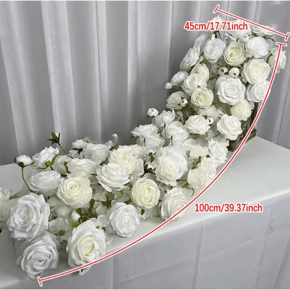 2m Red Rose Flower Garland Wedding Backdrop And Table Runner Decor 4