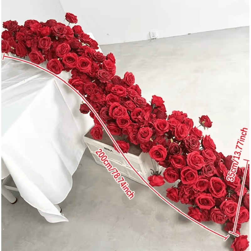 2m Red Rose Flower Garland Wedding Backdrop And Table Runner Decor 5