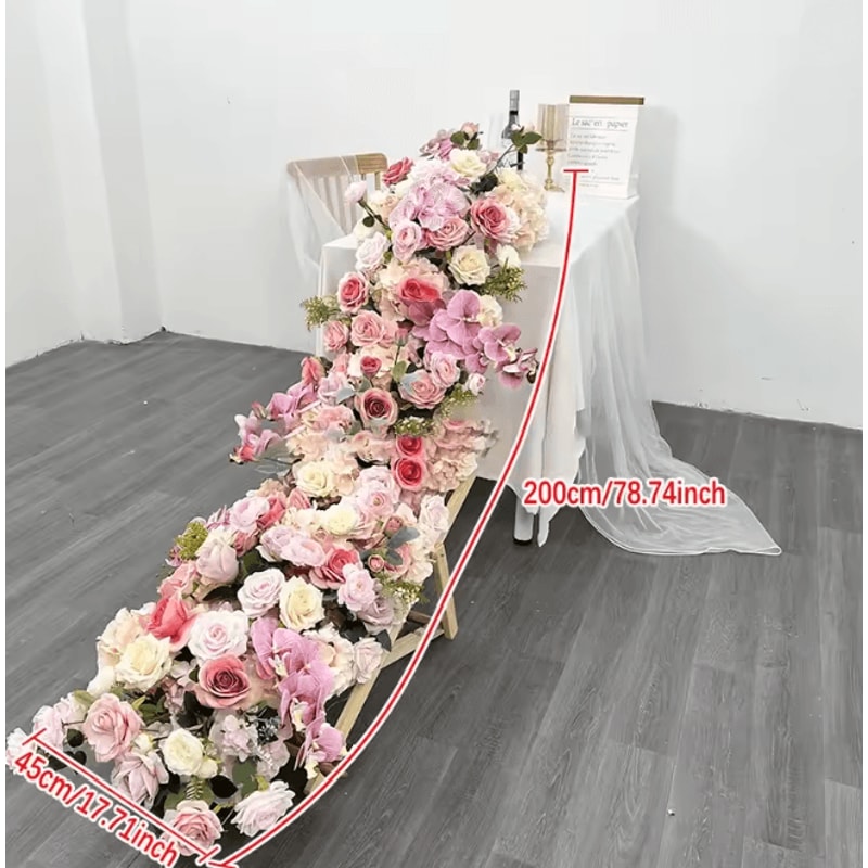 2m Red Rose Flower Garland Wedding Backdrop And Table Runner Decor 6