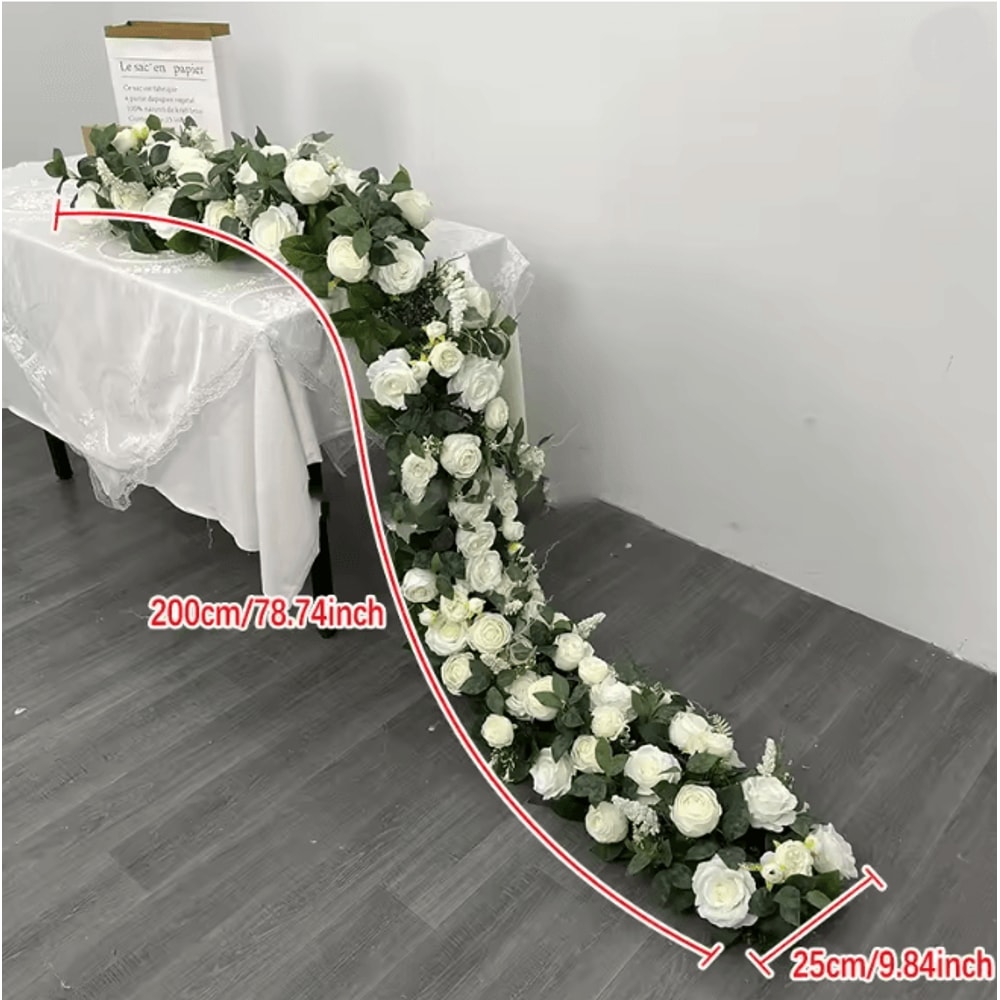 2m Red Rose Flower Garland Wedding Backdrop And Table Runner Decor 8