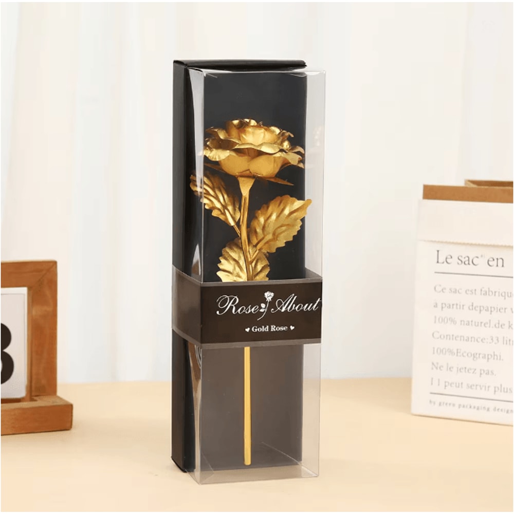 Gold Foil Plated Rose Artificial Flower Romantic Gift For Her 0