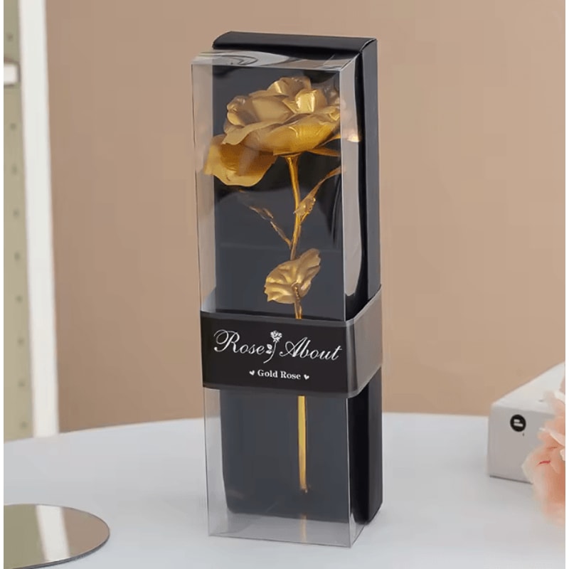 Gold Foil Plated Rose Artificial Flower Romantic Gift For Her 6
