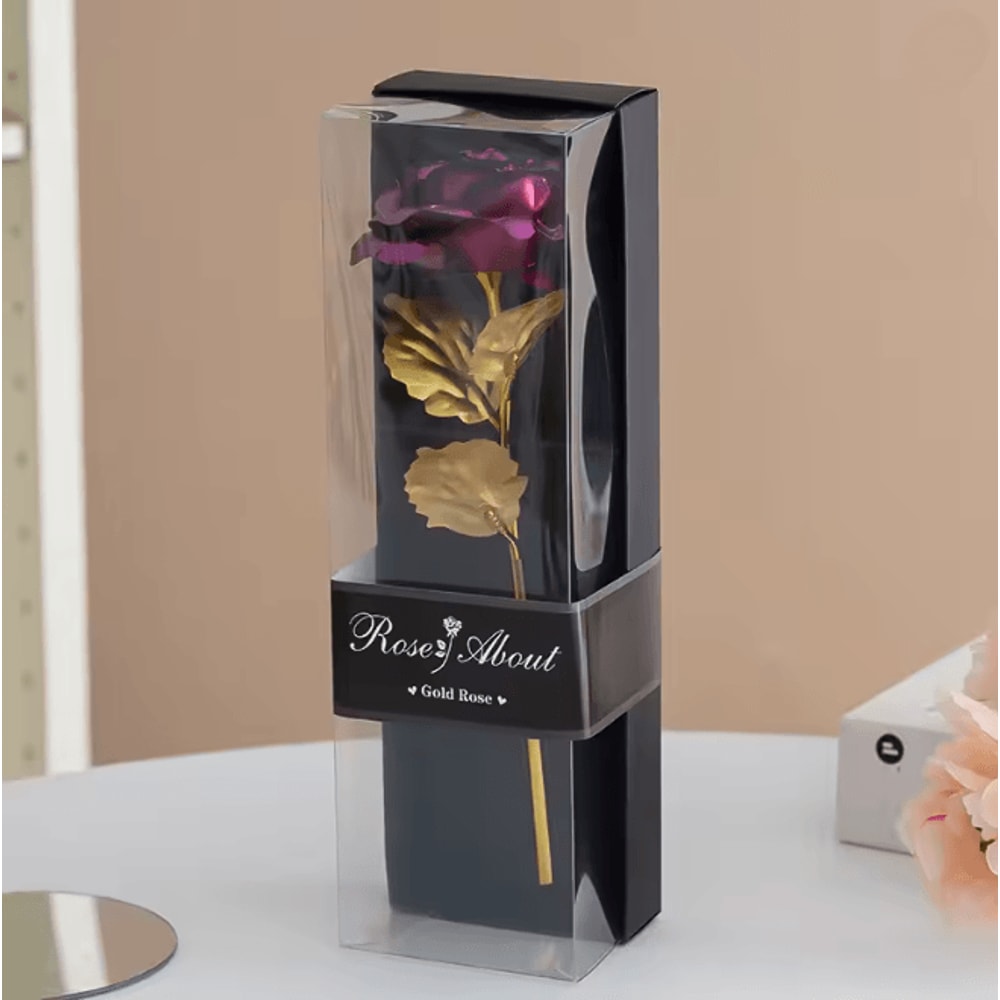 Gold Foil Plated Rose Artificial Flower Romantic Gift For Her 7