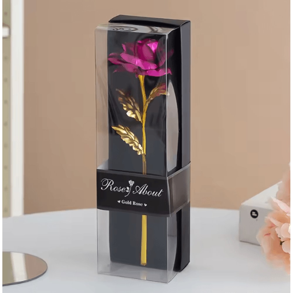 Gold Foil Plated Rose Artificial Flower Romantic Gift For Her 9