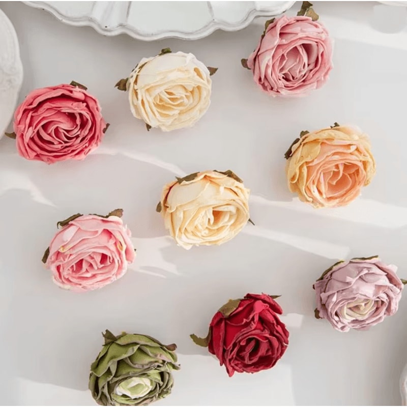 Burned Edge Artificial Rose Flower For Wedding Bridal Bouquet And DIY Decor 0