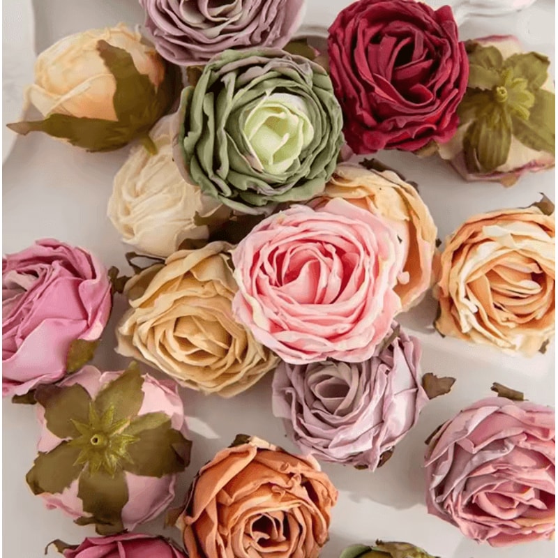 Burned Edge Artificial Rose Flower For Wedding Bridal Bouquet And DIY Decor 2