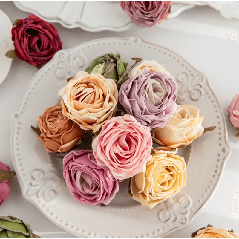 Burned Edge Artificial Rose Flower For Wedding Bridal Bouquet And DIY Decor 16