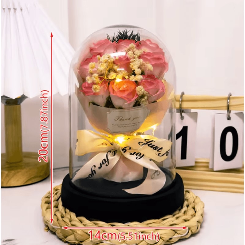 Eternal LED Light Rose In Acrylic Cover Romantic Flower Gift 9