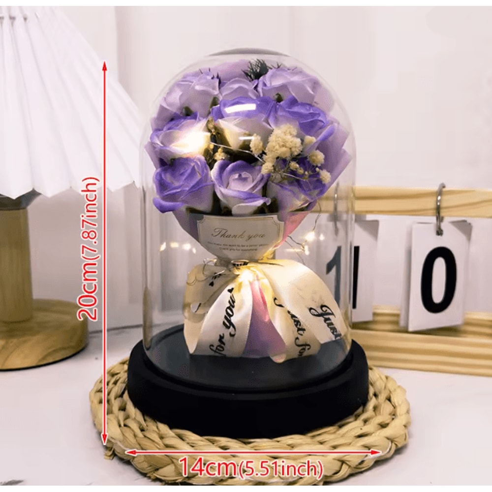 Eternal LED Light Rose In Acrylic Cover Romantic Flower Gift 11