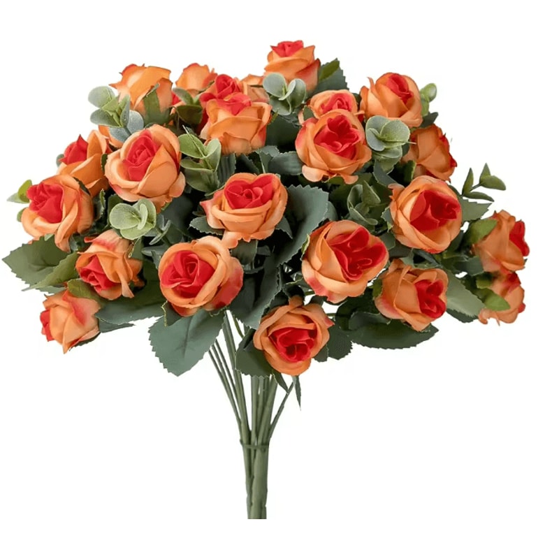 10 Head Artificial Silk Rose And Peony Bouquet With Eucalyptus For Wedding Decor 4