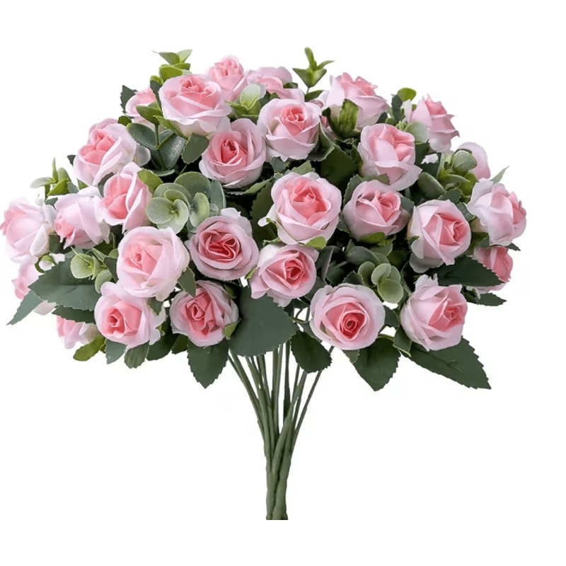 10 Head Artificial Silk Rose And Peony Bouquet With Eucalyptus For Wedding Decor 5