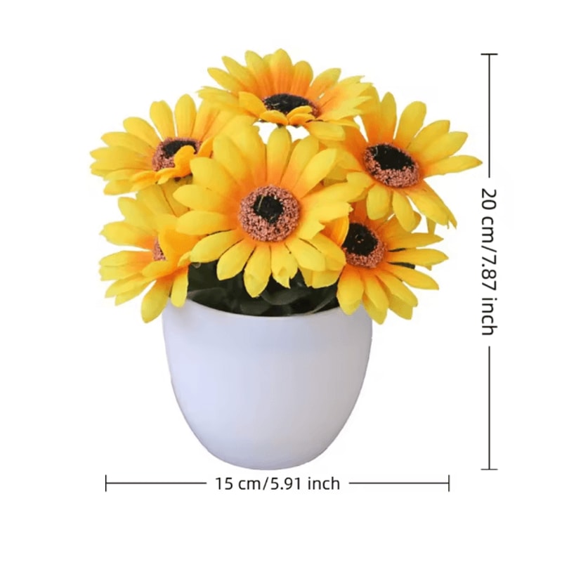 Mini Artificial Rose Potted Plant Faux Flower Bonsai Decor 2