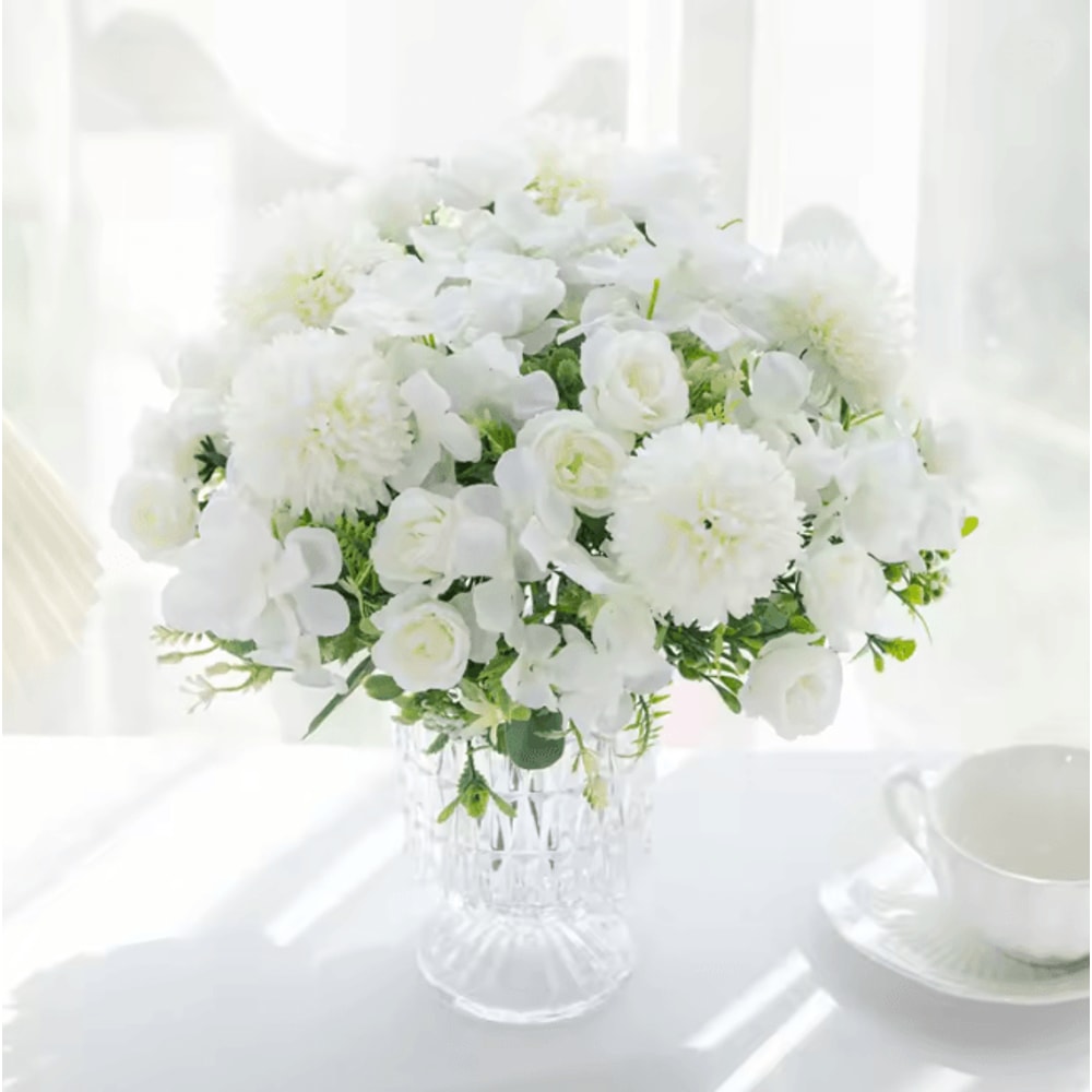 29CM Artificial Rose And Chrysanthemum Silk Bouquet For Wedding Decor 0