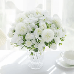 29cm artificial rose and chrysanthemum silk bouquet for wedding decor