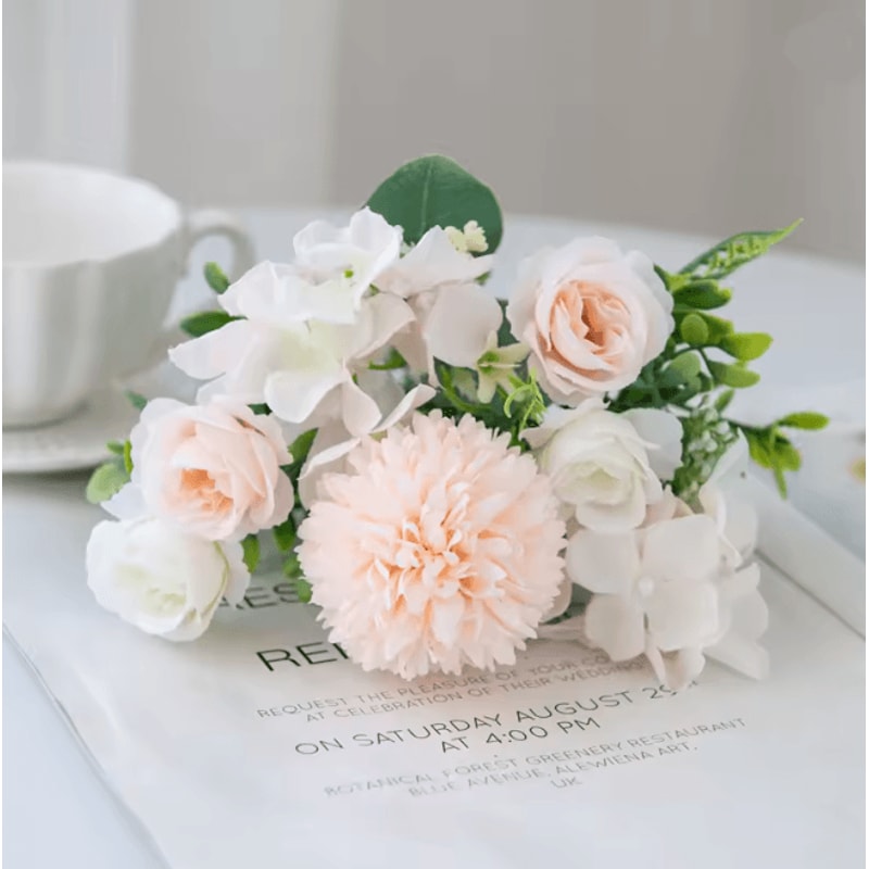 29CM Artificial Rose And Chrysanthemum Silk Bouquet For Wedding Decor 9